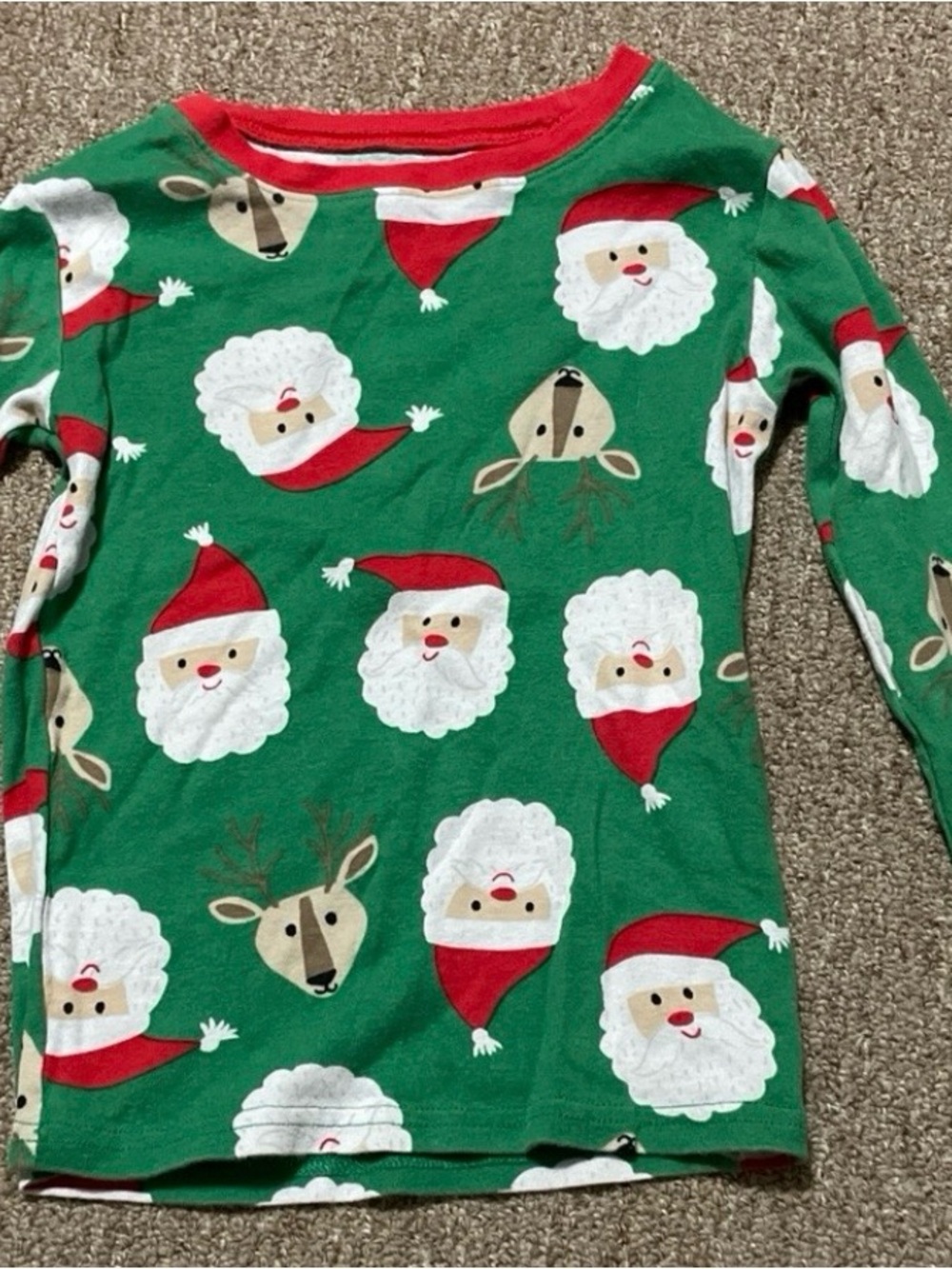 Carters Kids Christmas Santa Reindeer Long Sleeve Pajama Top Size 7